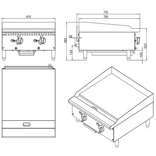 BANKS PLANCHA GAS 2 x 7Kw
