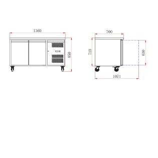 UNIFROST MESA 700 REFRI 2 PUERTAS    SIN PETO

